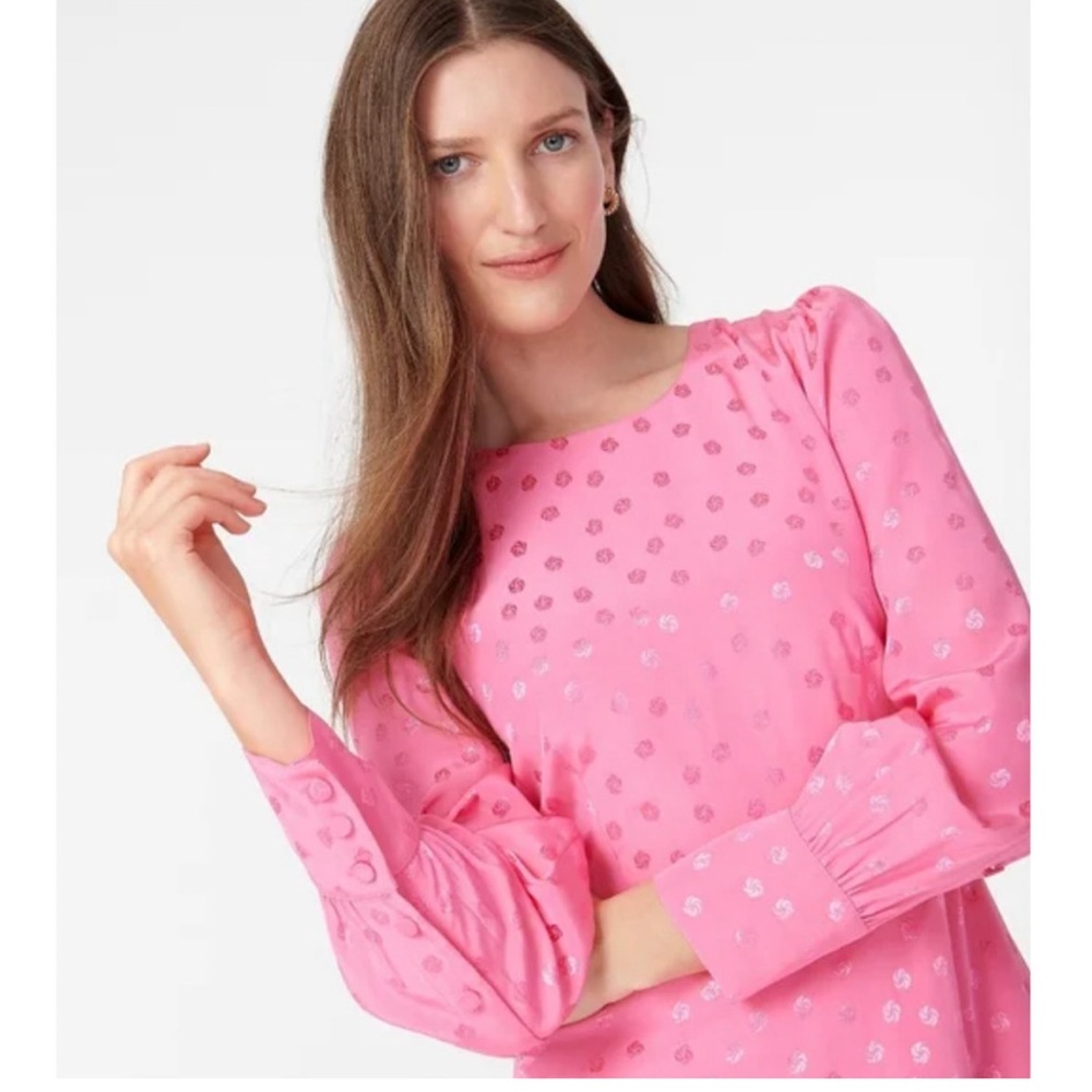 NWT J. Crew Pink Shift Dress Jacquard Floral in Size 10 - Picture 4 of 13